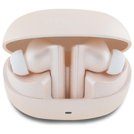 Guess Capsule Printed Logo - TWS ANC & ENC Casque Bluetooth + étui de chargement (rose)