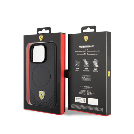Ferrari Carbon Metal Logo MagSafe - iPhone 15 Pro Case (black)