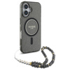 Guess IML Glitter gyöngyház szíjjal MagSafe - iPhone 16 tok (fekete)