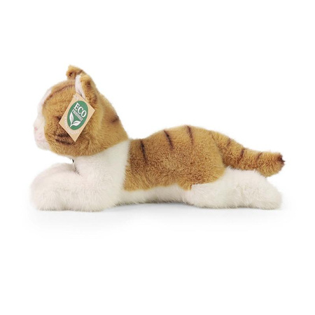 Mascotte realistica di peluche Gatto sdraiato bianco e marrone 20 cm Rappa ecologica