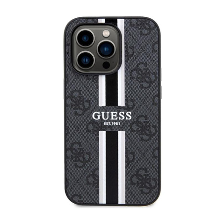 Guess 4G Printed Stripes MagSafe - Etui iPhone 14 Pro (Czarny)