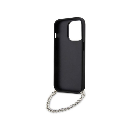 Karl Lagerfeld Saffiano Monogram Chain - pouzdro pro iPhone 14 Pro Max (stříbrné)