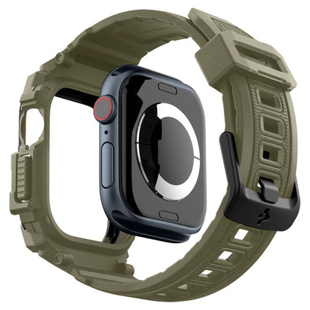 Spigen Rugged Armor Pro - Řemínek s pouzdrem pro Apple Watch 10 46 mm (Vintage Khaki)