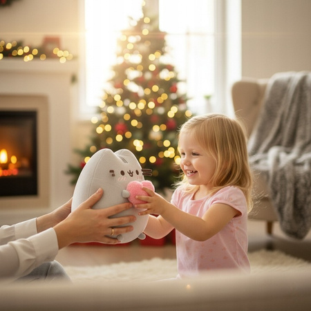 Pusheen - Mascotte en peluche avec un cœur 24 cm