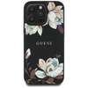 Guess Grained Flower Pattern MagSafe - étui pour iPhone 16 Pro Max (noir)