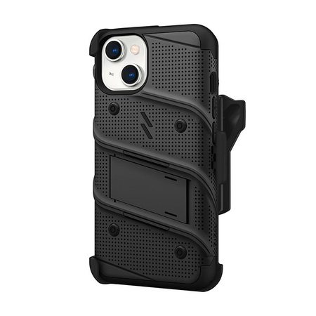 ZIZO BOLT Series - Coque blindée pour iPhone 14 avec écran en verre 9H + étui avec support (noir)