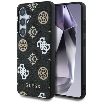 Guess 4G nyomtatott színes bazsarózsa mintás MagSafe - tok Samsung Galaxy S25 (fekete)