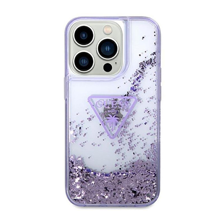 Guess Liquid Glitter Triangle Logo Case - Coque iPhone 14 Pro Case (violet)