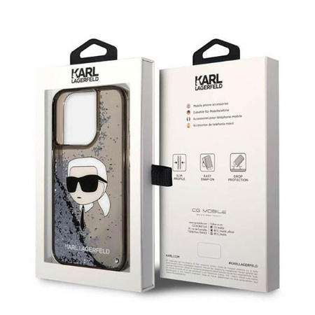 Karl Lagerfeld Liquid Glitter NFT Karl's Head - iPhone 14 Pro Max Tasche (schwarz)