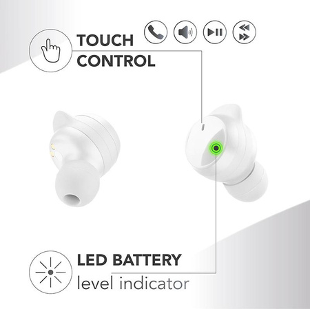 Cellularline Music Sound Flow - bezdrátová sluchátka Bluetooth V5.3 TWS s nabíjecím pouzdrem (bílá)