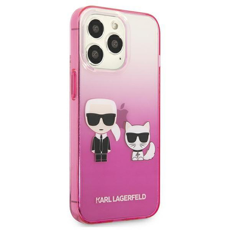 Karl Lagerfeld Gradient Ikonik Karl & Choupette - Coque iPhone 13 Pro Max (rose)