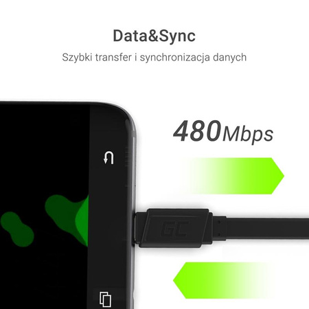 Green Cell GCmatte - Kabel Przewód Micro USB 25 cm z obsługą szybkiego ładowania