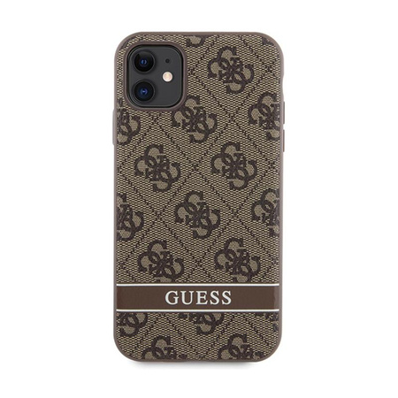 Guess 4G Printed Stripe - pouzdro pro iPhone 11 / iPhone XR (hnědé)