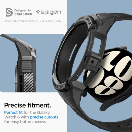 Spigen Rugged Armor Pro - Bracelet + étui pour Samsung Galaxy Watch 6 40 mm (Noir)