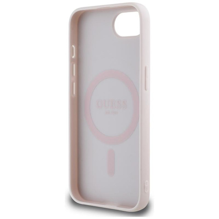 Guess Grained Hot Stamp Peony Triangle Logo MagSafe - Hülle für iPhone 16e (beige)