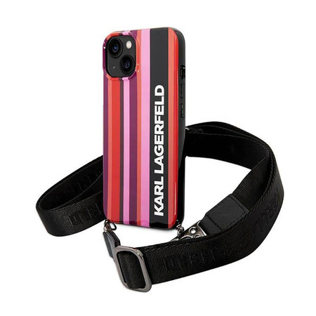 Karl Lagerfeld Color Stripes Strap - pouzdro pro iPhone 14 (růžové)