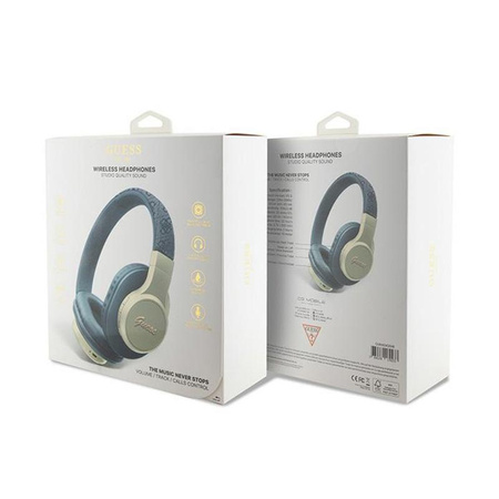 Guess 4G Script Metal Logo - Casque intra-auriculaire sans fil Bluetooth V5.3 (bleu)