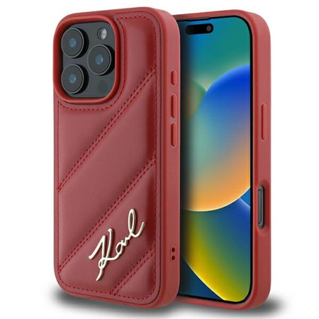 Karl Lagerfeld Gesteppte Signatur - iPhone 16 Pro Tasche (rot)