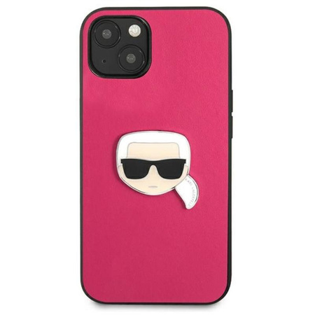 Karl Lagerfeld PU Leder Karl's Head Metall - iPhone 13 Tasche (rosa)