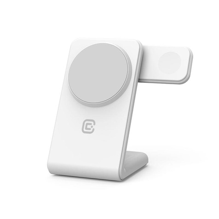 Crong MagSpot Pivot Stand - 3 az 1-ben vezeték nélküli töltő MagSafe-rel iPhone-hoz, Apple Watch-hoz és AirPods-hoz (fehér)