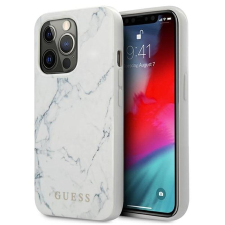 Guess Marble - iPhone 13 Pro Tasche (weiß)