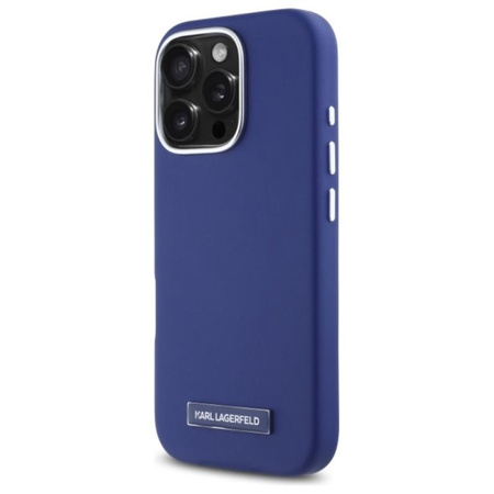 Karl Lagerfeld FW Metal Plate MagSafe - Hülle für iPhone 16 Pro Max (blau)