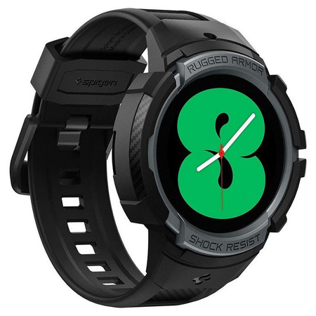 Spigen Rugged Armor Pro - szíj + tok Samsung Galaxy Watch 4 / 5 44 mm-es órához (grafit)