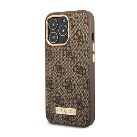 Guess 4G Logo Plate MagSafe - Coque iPhone 14 Pro Max (marron)