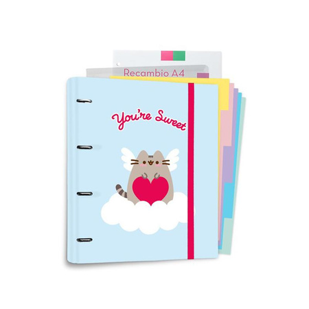 Pusheen - classeur A4 de la collection Purrfect Love avec cartes (4 anneaux, élastique)