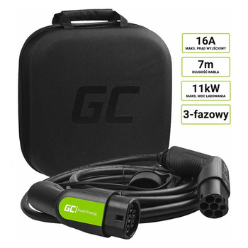 Green Cell - GC EV Type 2 11kW 7m câble pour charger Tesla Model 3 / S / X, Leaf, ZOE, i3, ID.3, I-Pace, E-Tron, Kona, Ioniq