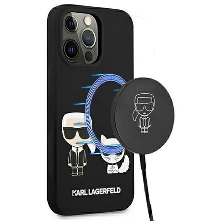 Karl Lagerfeld Slilicone Karl & Choupette Magsafe - pouzdro pro iPhone 13 Pro Max (černé)