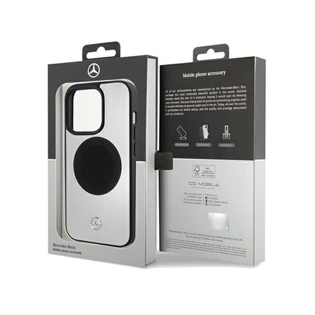 Mercedes Leather & Alu MagSafe - iPhone 15 Pro tok (ezüst)