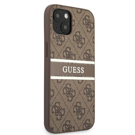 Guess 4G Printed Stripe - pouzdro pro iPhone 13 Mini (hnědé)