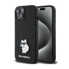 Karl Lagerfeld Silicone Choupette Metal Pin - pouzdro pro iPhone 15 Plus (černé)