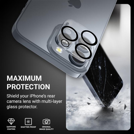 Crong Lens Shield - Kamera- és lencseüveg iPhone 16 Pro / iPhone 16 Pro Max / iPhone 15 Pro / iPhone 15 Pro Max készülékekre