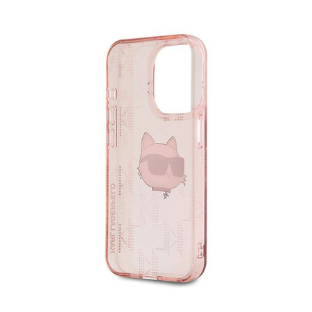 Karl Lagerfeld IML Choupette Head & Monogram - pouzdro pro iPhone 15 Pro Max (růžové)