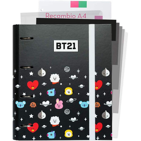 BT21 - Classeur à anneaux A4 avec feuilles (4 anneaux, élastique)