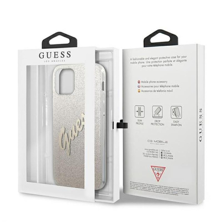Guess Glitter Gradient Script - Coque pour iPhone 12 mini (or)