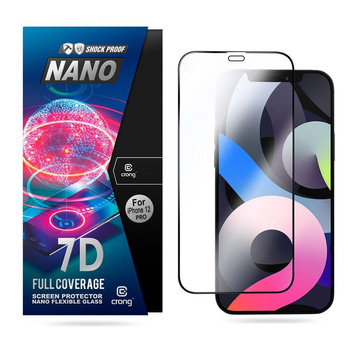Crong 7D Nano Flexible Glass - Verre hybride 9H incassable pour iPhone 12 / iPhone 12 Pro plein écran