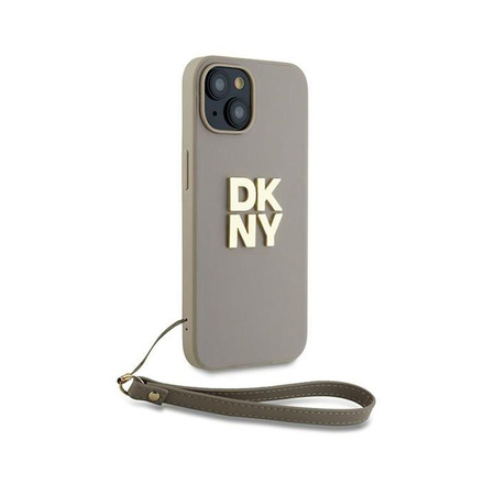 DKNY Wrist Strap Stock Logo - pouzdro pro iPhone 15 Plus (béžové)