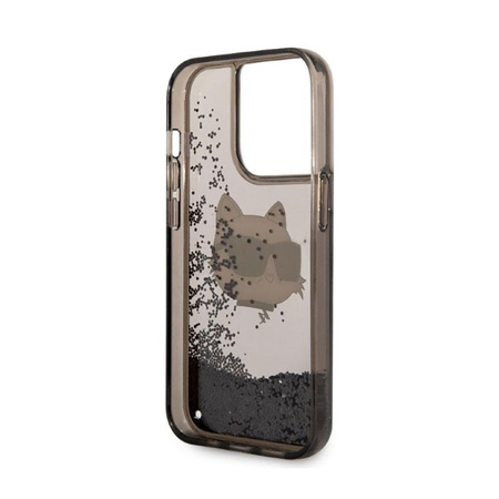 Karl Lagerfeld Liquid Glitter NFT Choupette Head - Hülle für iPhone 14 Pro Max (Schwarz)