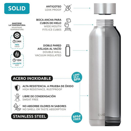 Quokka Solid - Butelka termiczna ze stali nierdzewnej 510 ml (Steel)