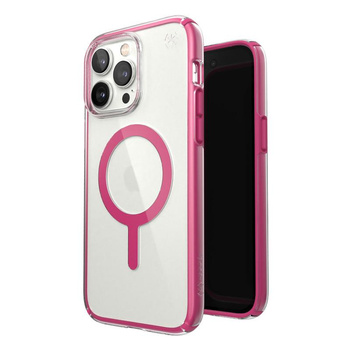 Speck Presidio Perfect-Clear mit Impact Geometry + MagSafe - iPhone 14 Pro Max Hülle mit MICROBAN Beschichtung (Clear / Digital Pink)