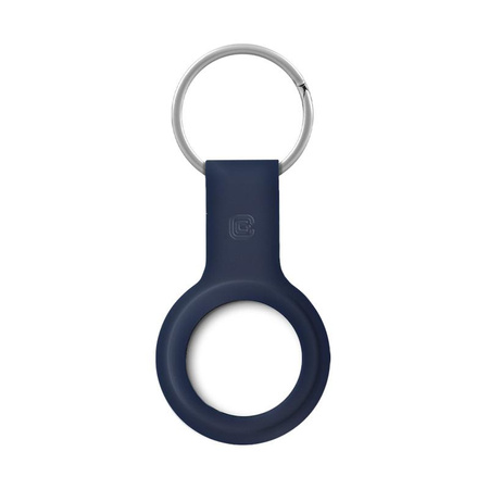 Etui en silicone Crong avec porte-clés - Porte-clés Apple AirTag (bleu marine)