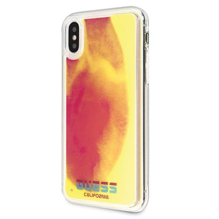 Guess California - Coque pour iPhone Xs / X (Glow in the Dark Sand/Pink)