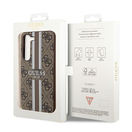 Guess 4G Printed Stripe - Hülle für Samsung Galaxy S23 (Braun)