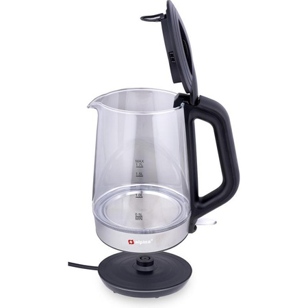 Alpina - Bouilloire électrique en verre avec éclairage LED 1,7 L 2200 W