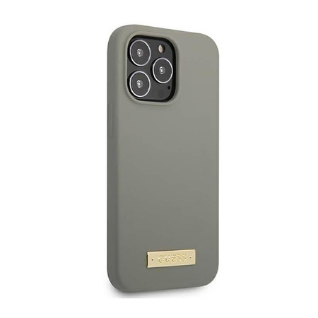 Guess Silikon Logo Platte MagSafe - iPhone 13 Pro Max Hülle (grau)