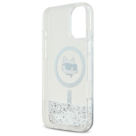Karl Lagerfeld Liquid Glitter Choupette Head MagSafe - Hülle für iPhone 16 (transparent)