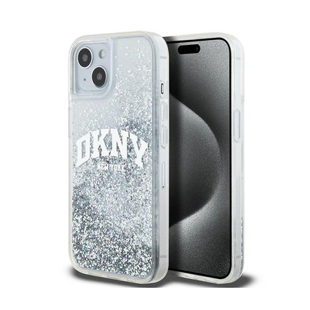 DKNY Liquid Glitter Big Logo - Coque iPhone 15 / 14 / 13 (blanc)